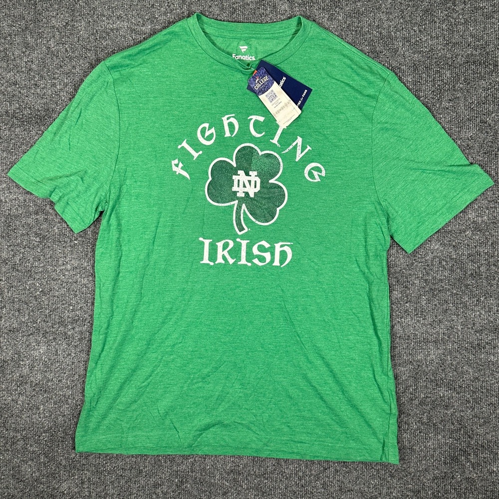 NWT Fanatics Notre Dame Fighting Irish NCAA Men's Size Large Green T-Shirt - Picture 1 of 8